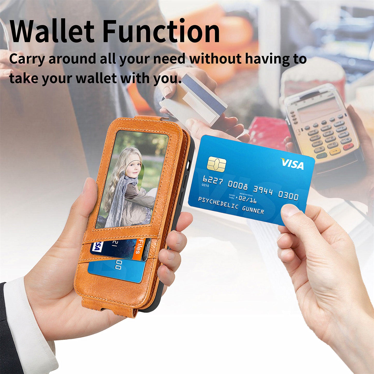 For Samsung Galaxy S24 Ultra Case Zipper Wallet Leather Cover Cell Phone Accessory Wholesale - Brown