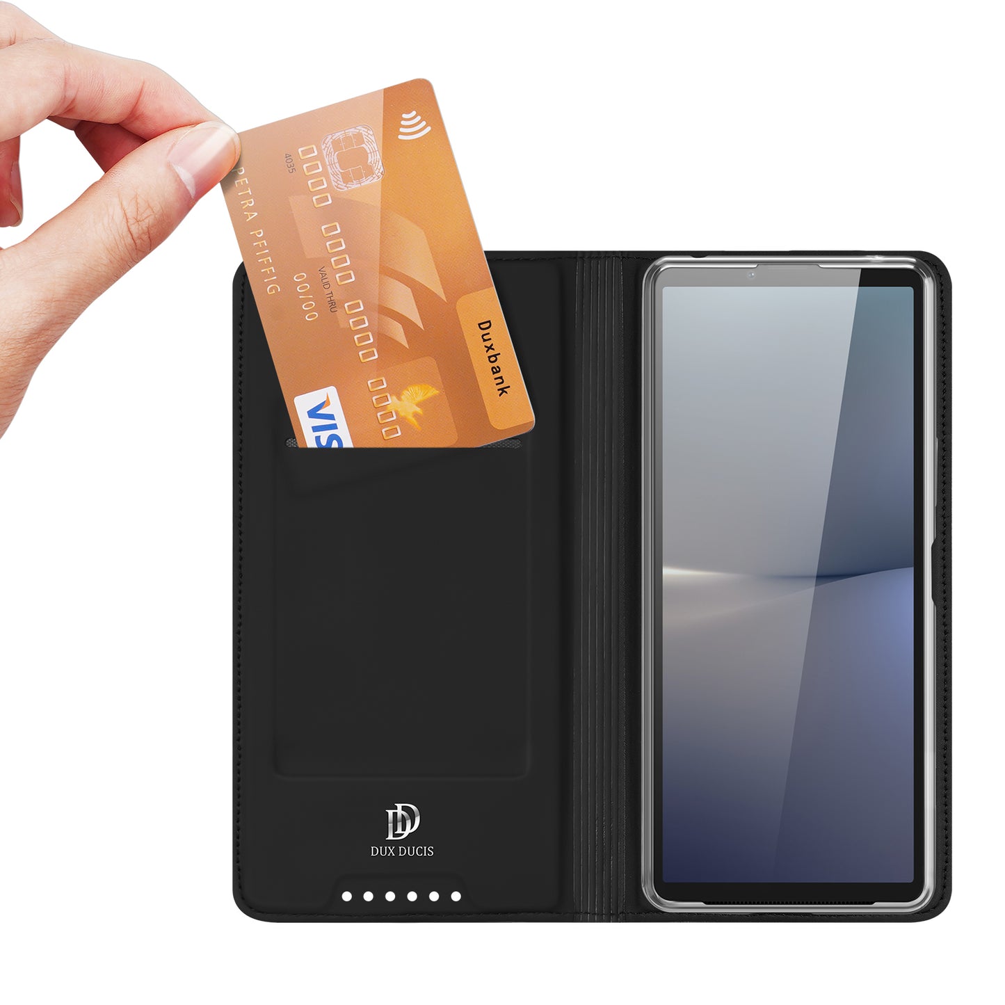 DUX DUCIS Skin Pro Series For Sony Xperia 10 VI PU Leather Case with Support Stand and Card Slot - Black