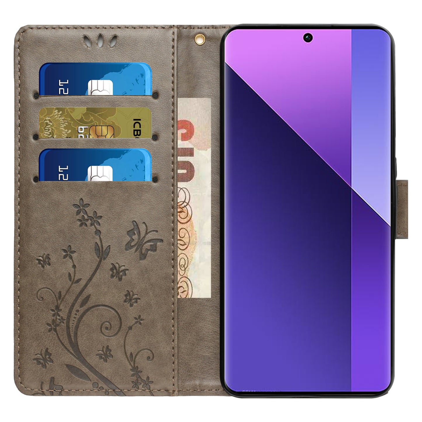 For Google Pixel 9 Case Butterfly Pattern PU Leather Wallet Phone Cover - Grey