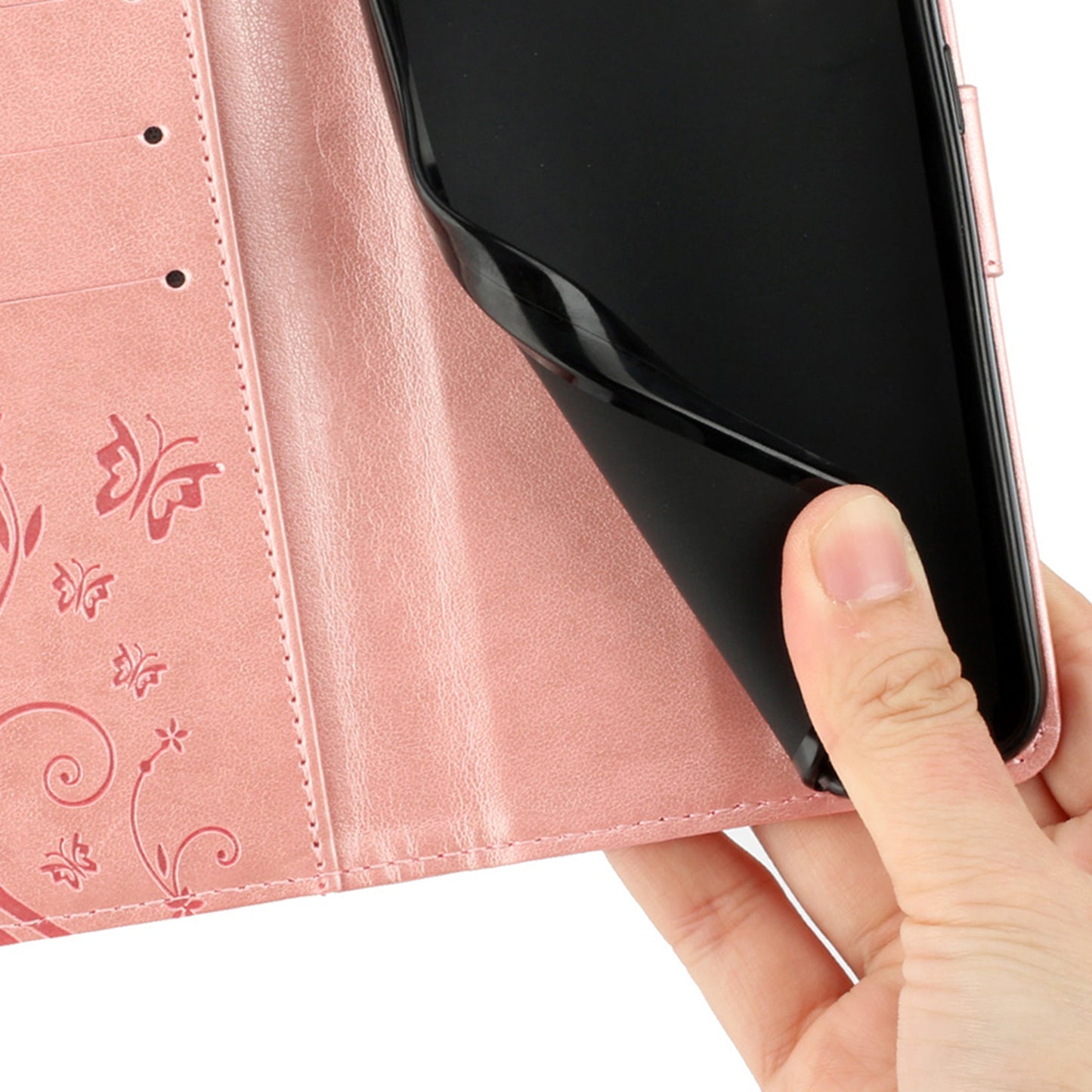 For Google Pixel 9 Case Butterfly Pattern PU Leather Wallet Phone Cover - Rose Gold