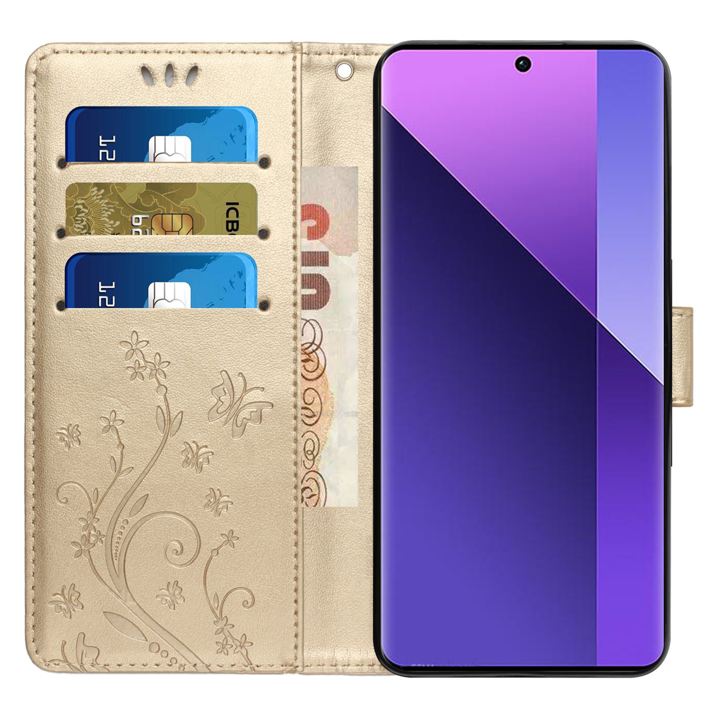 For Google Pixel 9 Case Butterfly Pattern PU Leather Wallet Phone Cover - Gold
