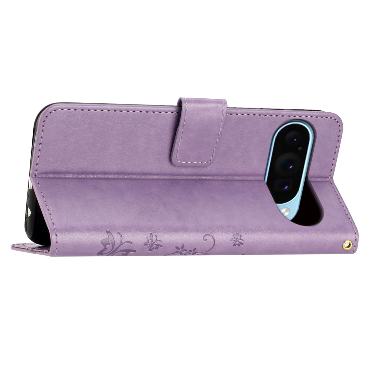 For Google Pixel 9 Case Butterfly Pattern PU Leather Wallet Phone Cover - Light Purple