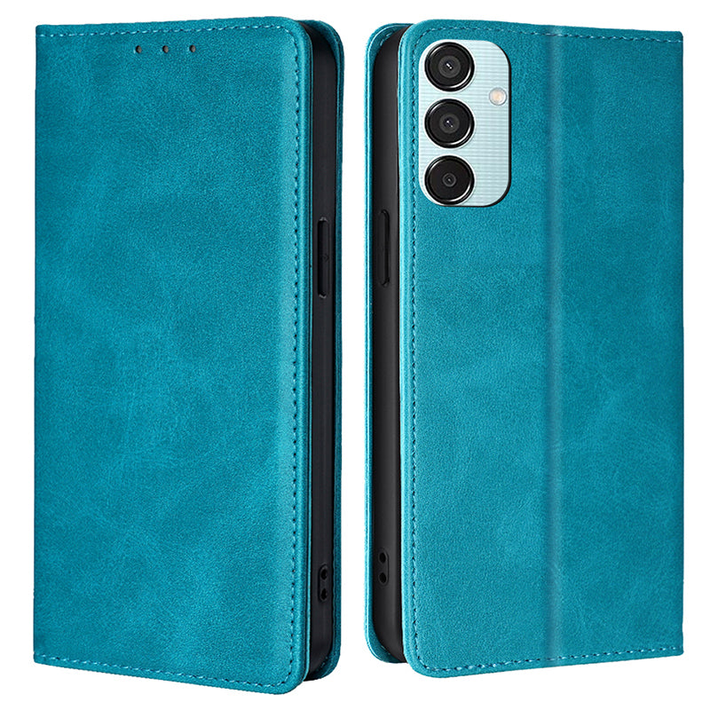 For Samsung Galaxy M15 5G Case PU Leather Calf Texture Phone Wallet Cover - Baby Blue