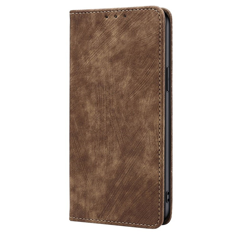 For Samsung Galaxy M15 5G Folio Flip Case RFID Blocking Card Holder Phone Cover - Brown