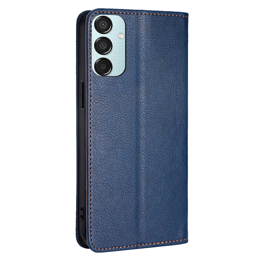For Samsung Galaxy M15 5G Magnetic Closure Wallet Case Leather Phone Cover - Blue