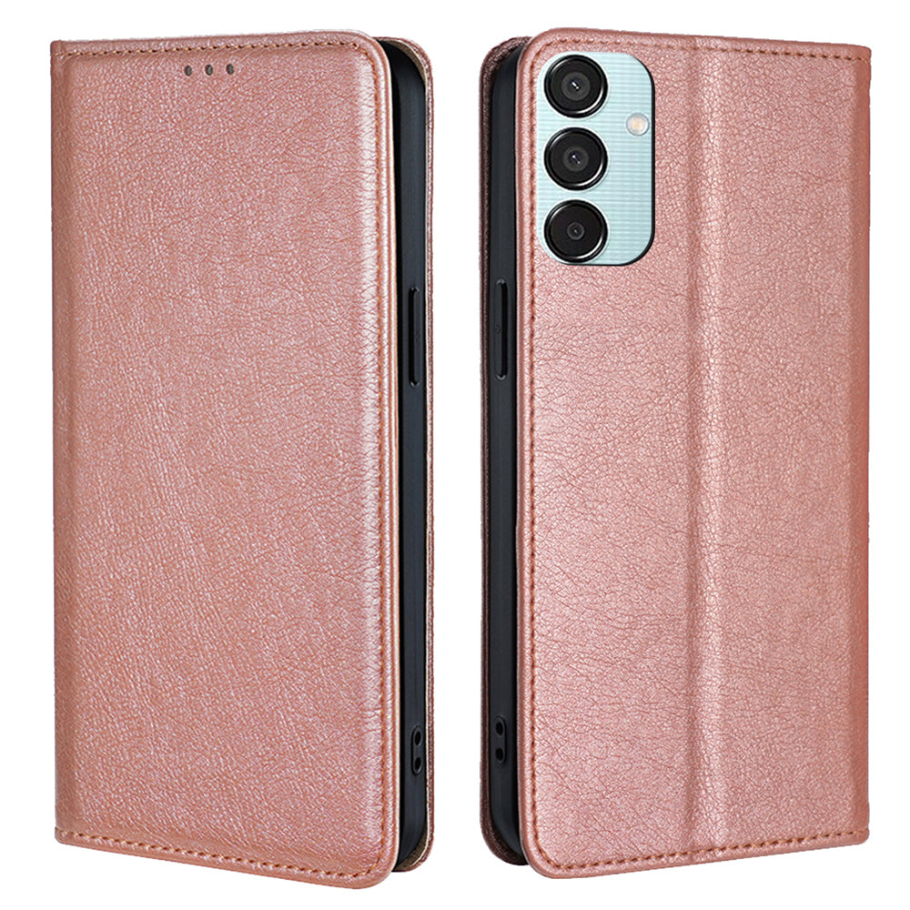 For Samsung Galaxy M15 5G Magnetic Closure Wallet Case Leather Phone Cover - Rose Gold