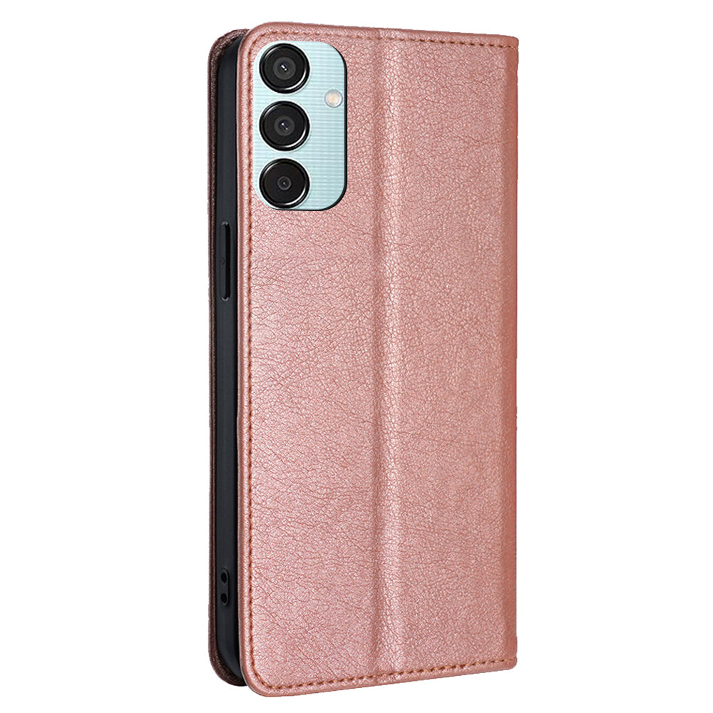 For Samsung Galaxy M15 5G Magnetic Closure Wallet Case Leather Phone Cover - Rose Gold