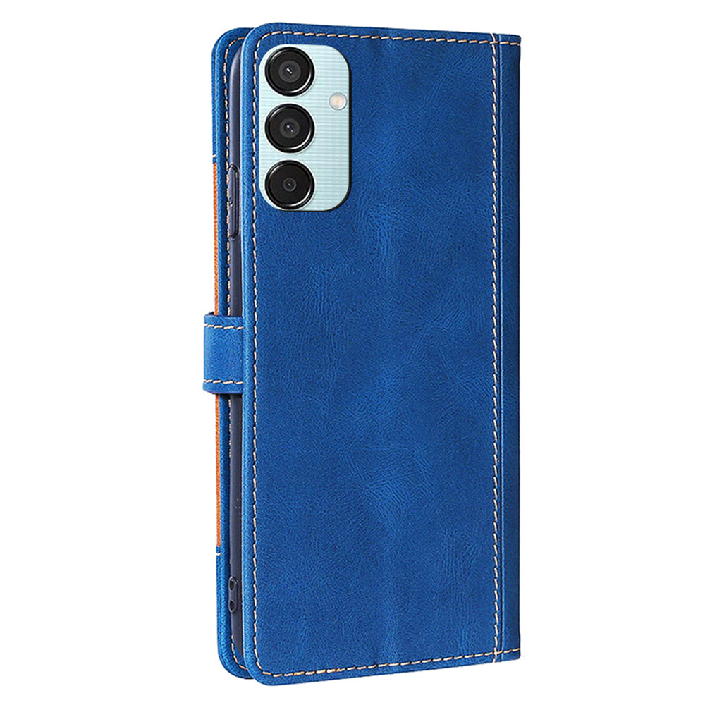 For Samsung Galaxy M15 5G Cover PU Leather Stand Wallet Shockproof Phone Case - Blue