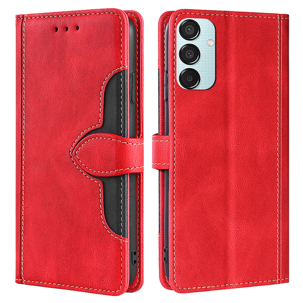 For Samsung Galaxy M15 5G Cover PU Leather Stand Wallet Shockproof Phone Case - Red