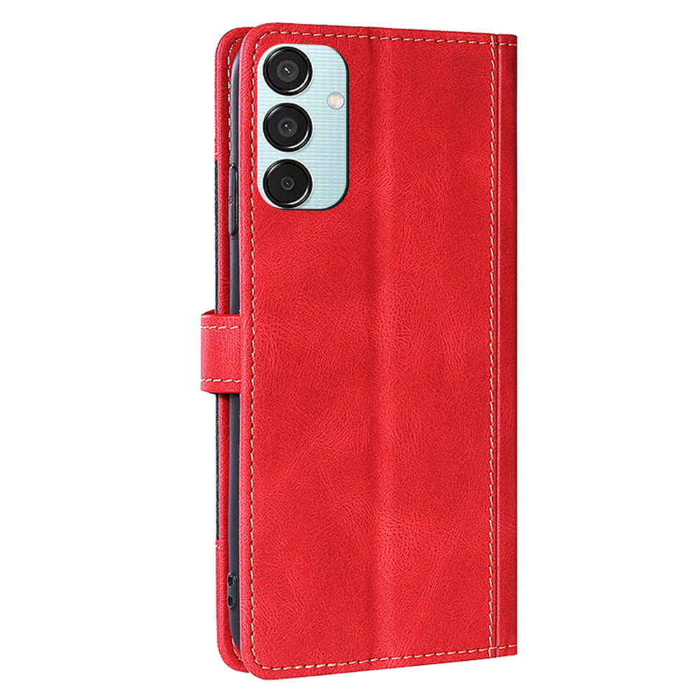 For Samsung Galaxy M15 5G Cover PU Leather Stand Wallet Shockproof Phone Case - Red