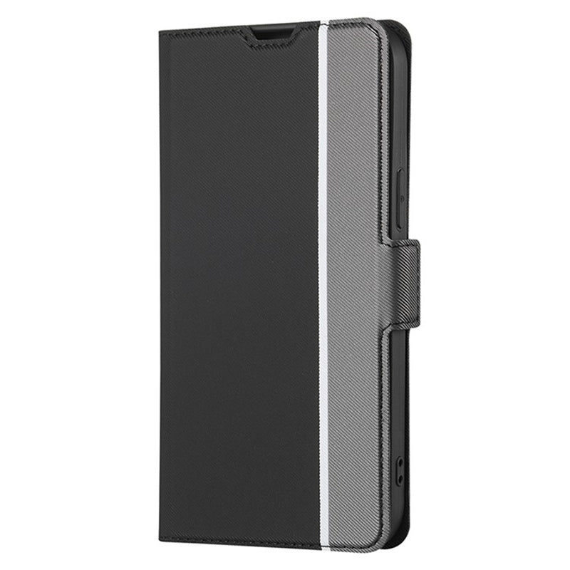 For Samsung Galaxy M15 5G Case PU Leather Phone Shell Twill Texture Card Slots Cover - Black