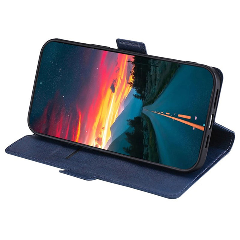 For Samsung Galaxy M15 5G Phone Case Side Magnetic Clasp Wallet Leather Cover - Blue