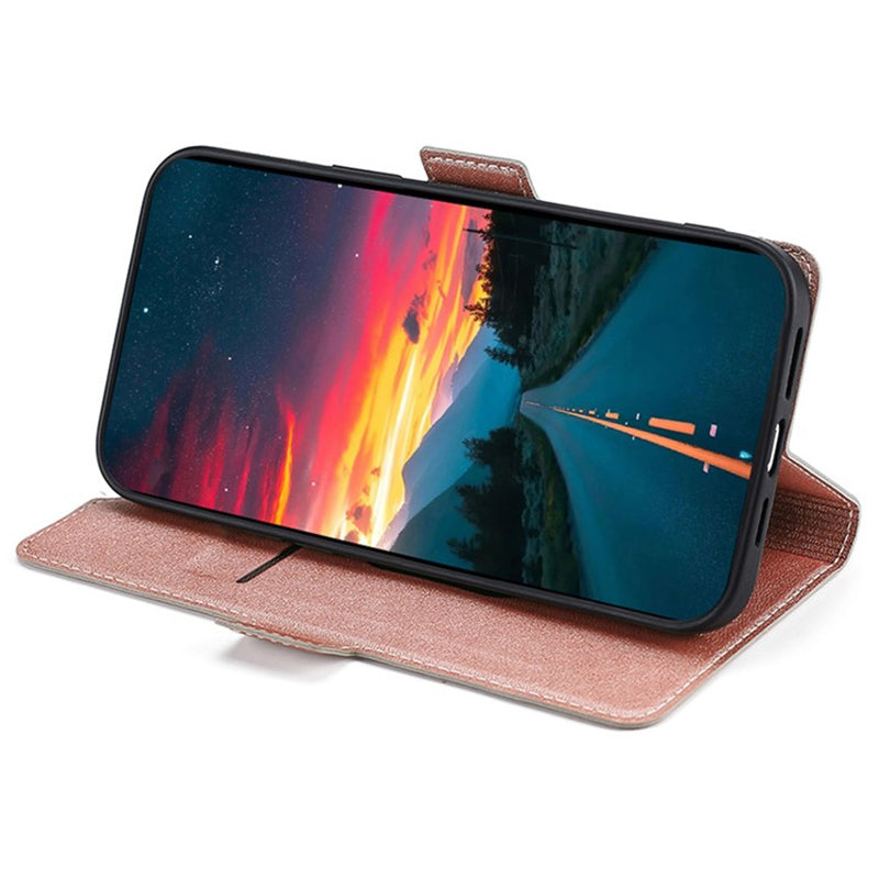 For Samsung Galaxy M15 5G Phone Case Side Magnetic Clasp Wallet Leather Cover - Rose Gold