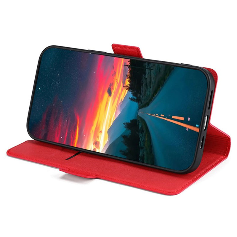 For Samsung Galaxy M15 5G Phone Case Side Magnetic Clasp Wallet Leather Cover - Red