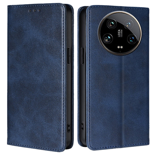 For Xiaomi 14 Ultra Case Calf Texture PU Leather Wallet Phone Cover - Sapphire