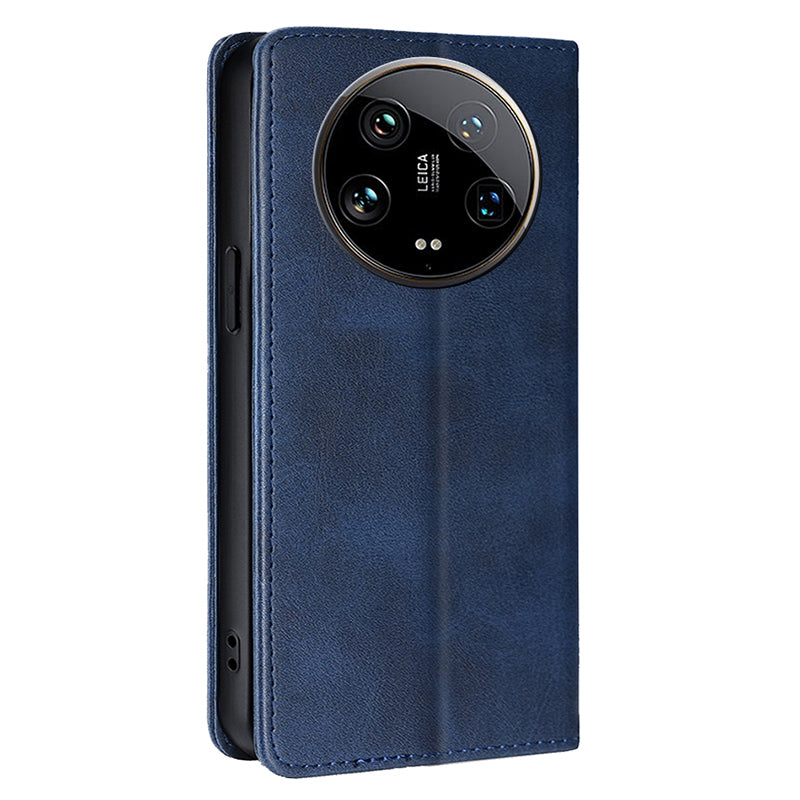 For Xiaomi 14 Ultra Case Calf Texture PU Leather Wallet Phone Cover - Sapphire