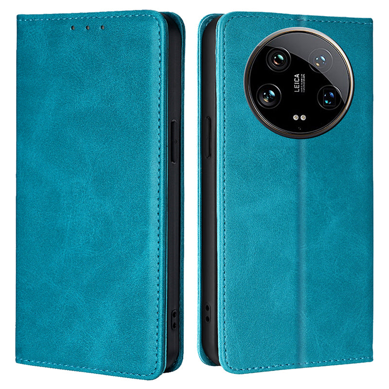 For Xiaomi 14 Ultra Case Calf Texture PU Leather Wallet Phone Cover - Baby Blue