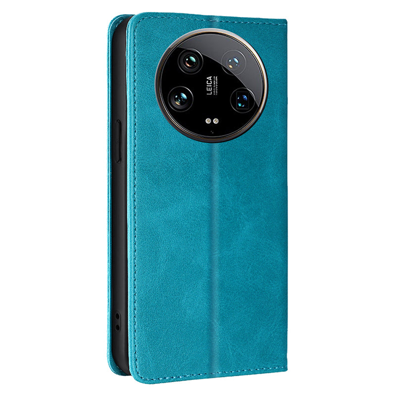For Xiaomi 14 Ultra Case Calf Texture PU Leather Wallet Phone Cover - Baby Blue