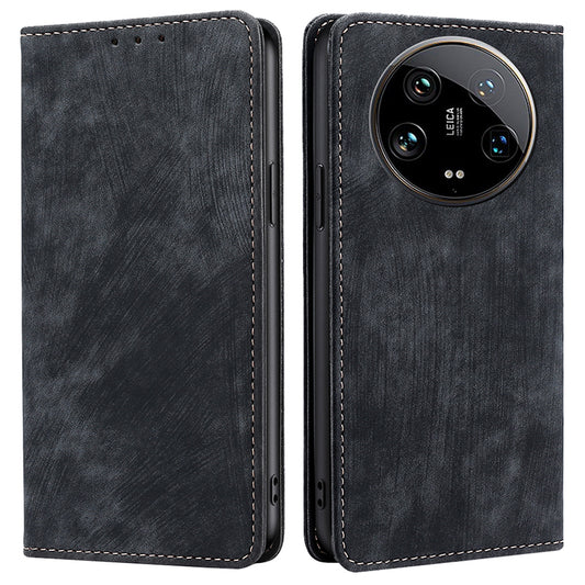 For Xiaomi 14 Ultra Case RFID Blocking PU Leather Wallet Flip Phone Cover - Black