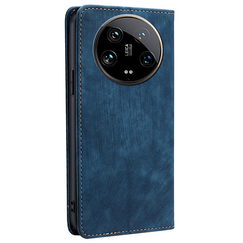 For Xiaomi 14 Ultra Case RFID Blocking PU Leather Wallet Flip Phone Cover - Blue
