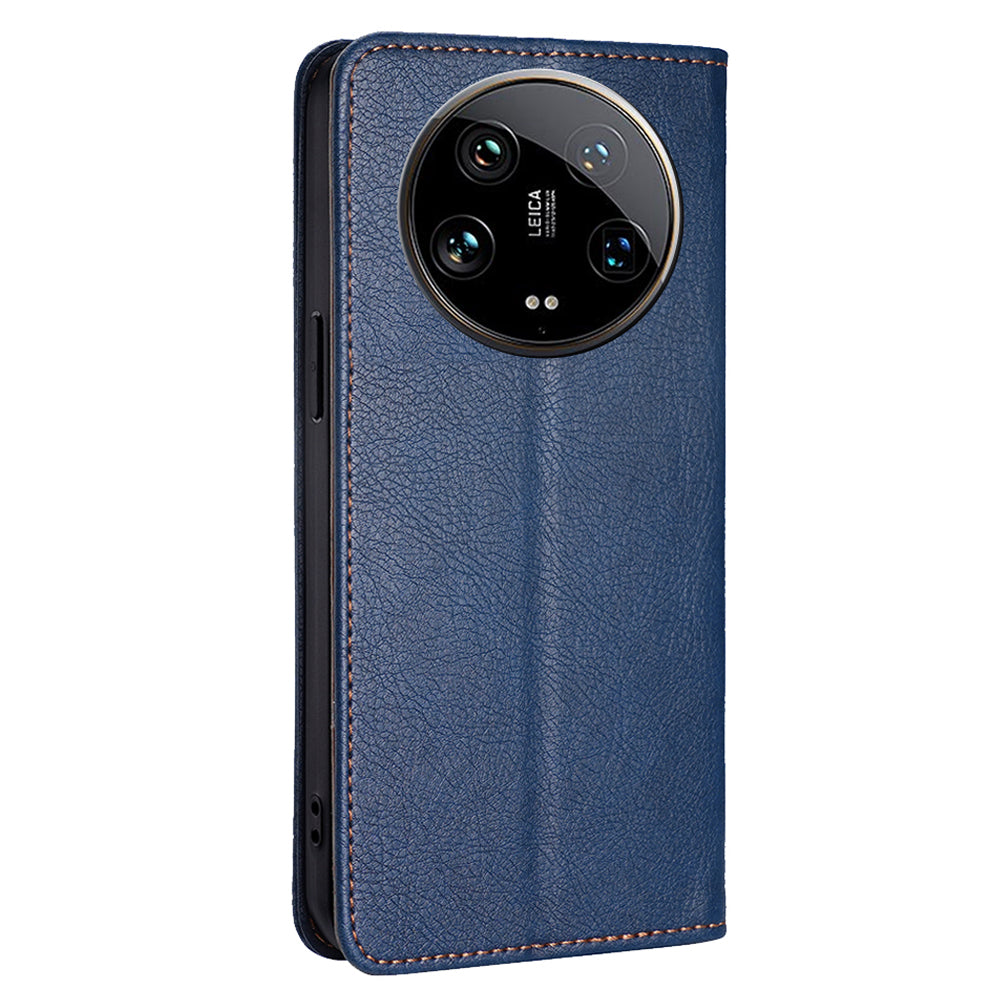 For Xiaomi 14 Ultra Case PU Leather Wallet Cover Magnetic Closing Phone Shell - Blue