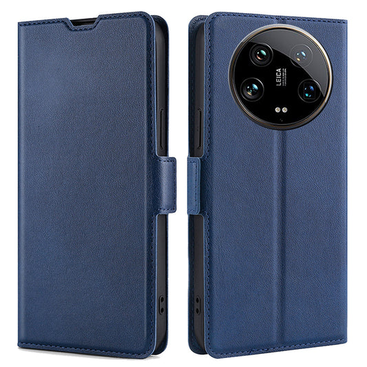 For Xiaomi 14 Ultra Case PU Leather Cover Side Magnetic Clasp Design - Blue