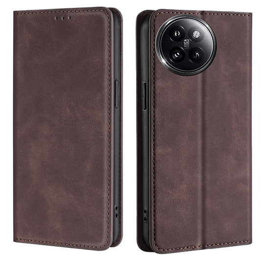 For Xiaomi Civi 4 Pro 5G Case Card Holder Magnetic Closing Leather Phone Cover - Dark Brown