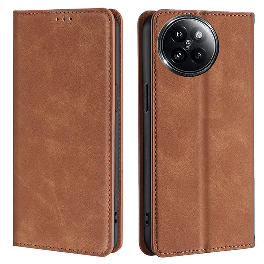 For Xiaomi Civi 4 Pro 5G Case Card Holder Magnetic Closing Leather Phone Cover - Light Brown