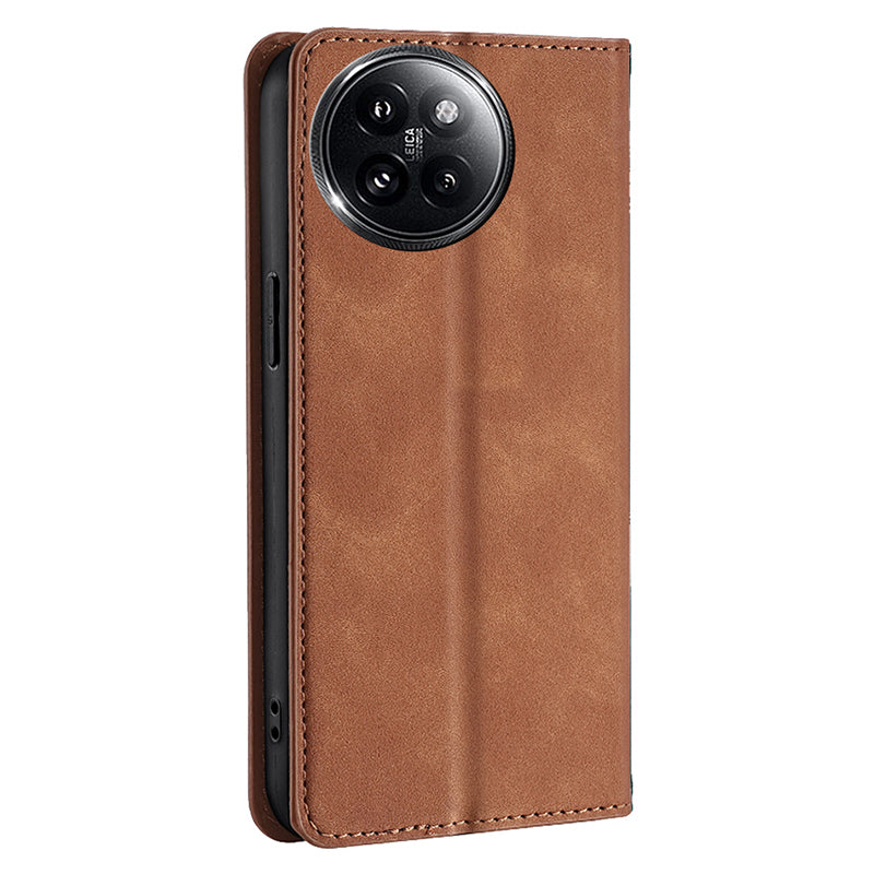 For Xiaomi Civi 4 Pro 5G Case Card Holder Magnetic Closing Leather Phone Cover - Light Brown