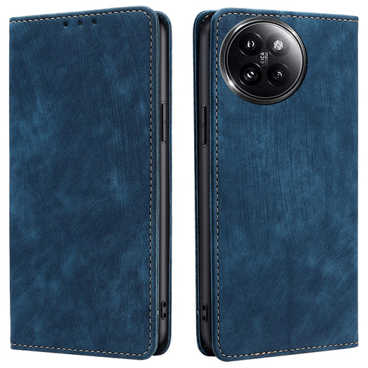 For Xiaomi Civi 4 Pro 5G Magnetic Phone Case RFID Blocking Card Slots Leather Cover - Blue