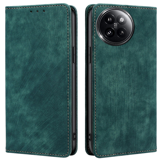 For Xiaomi Civi 4 Pro 5G Magnetic Phone Case RFID Blocking Card Slots Leather Cover - Green