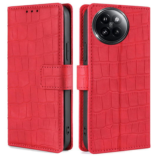 For Xiaomi Civi 4 Pro 5G Magnetic Phone Case Crocodile Texture Leather Cover - Red