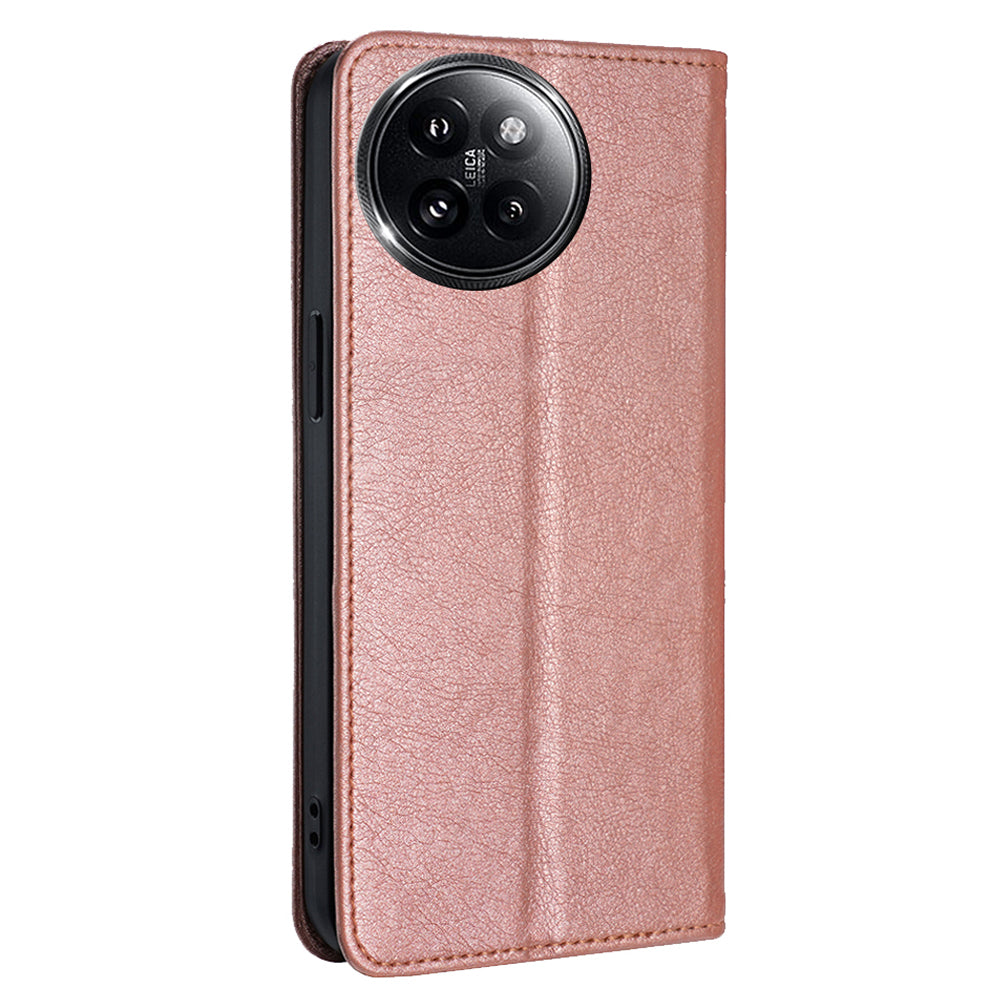 For Xiaomi Civi 4 Pro 5G Case PU Leather Magnetic Closing Wallet Phone Cover - Rose Gold