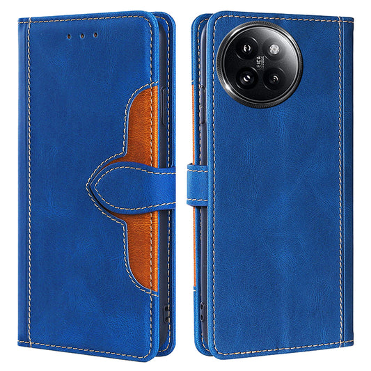 Skin-touch Phone Shell for Xiaomi Civi 4 Pro 5G Straw Hat Phone Cover PU Leather Stand Wallet Case - Blue