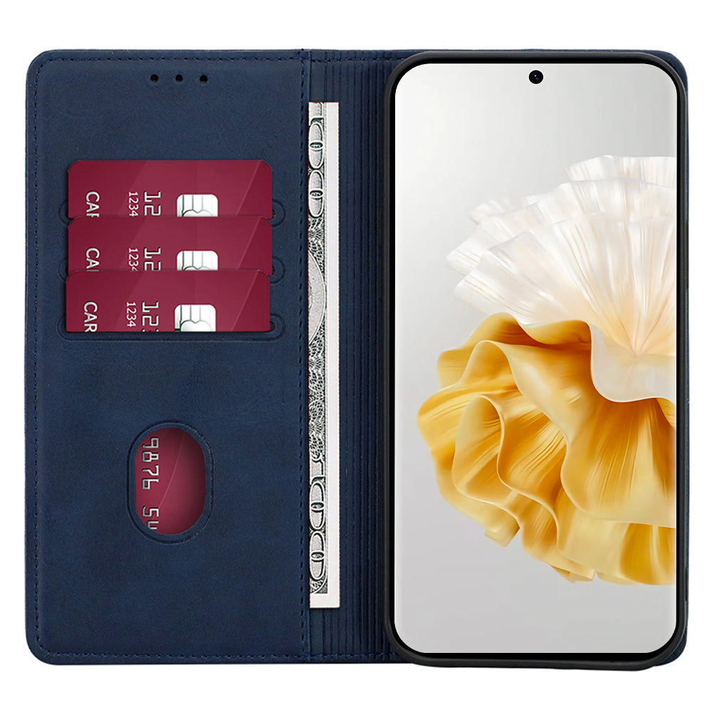 For Huawei nova 12i 4G Wallet Case Magnetic Closure Leather Phone Cover - Sapphire