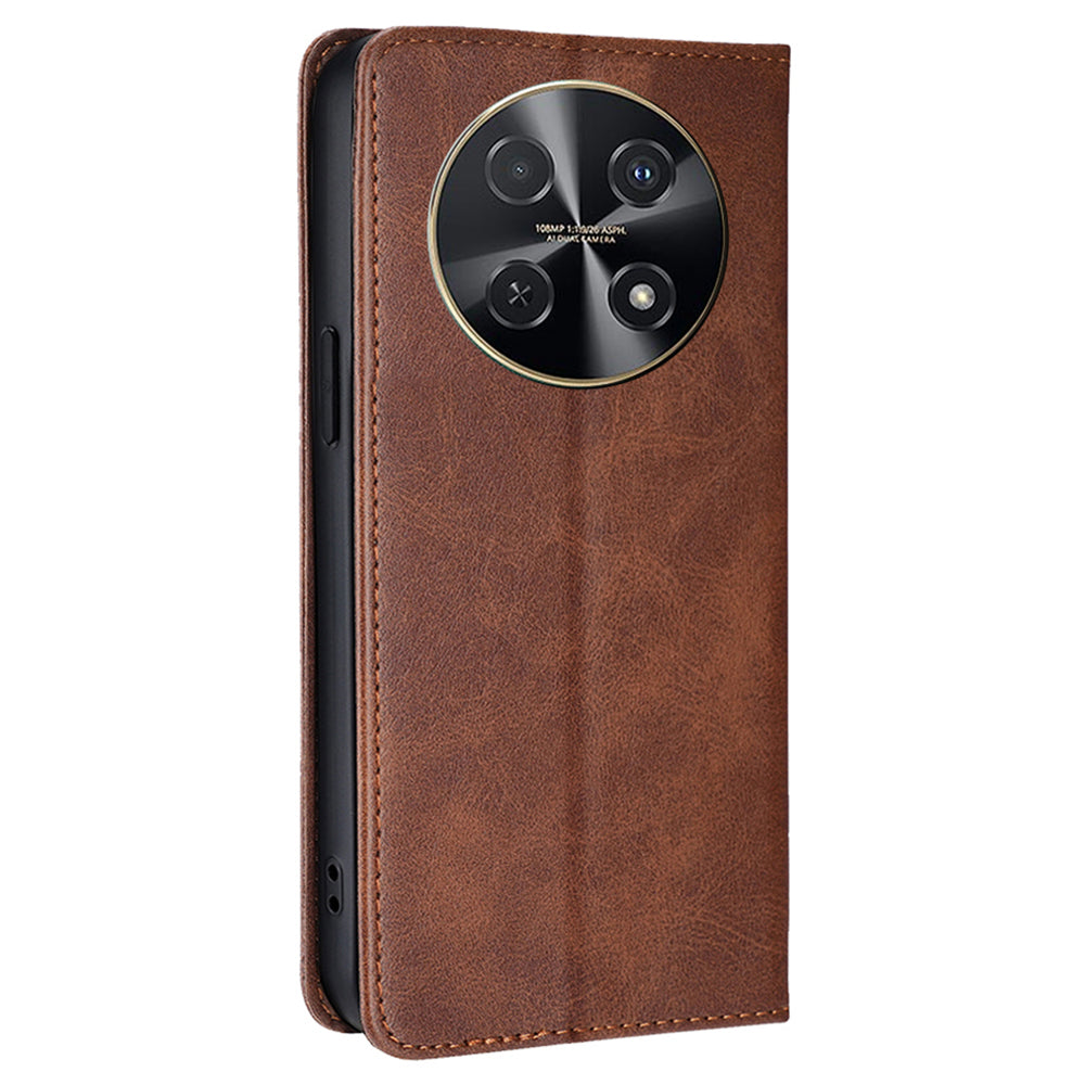 For Huawei nova 12i 4G Wallet Case Magnetic Closure Leather Phone Cover - Brown