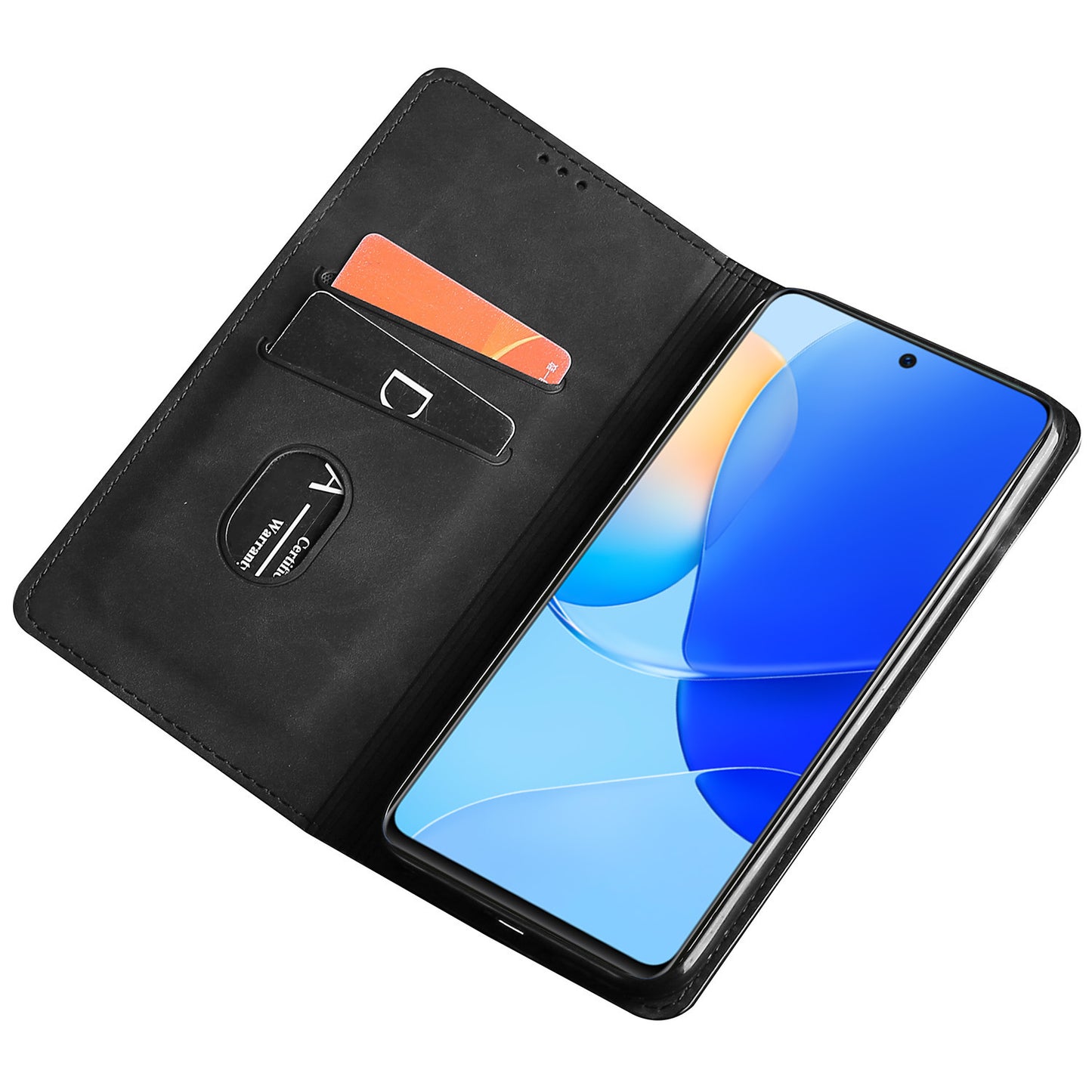 For Huawei nova 12i 4G Anti-Scratch Phone Case Anti-Drop Stand Card Holder PU Leather Phone Cover - Black