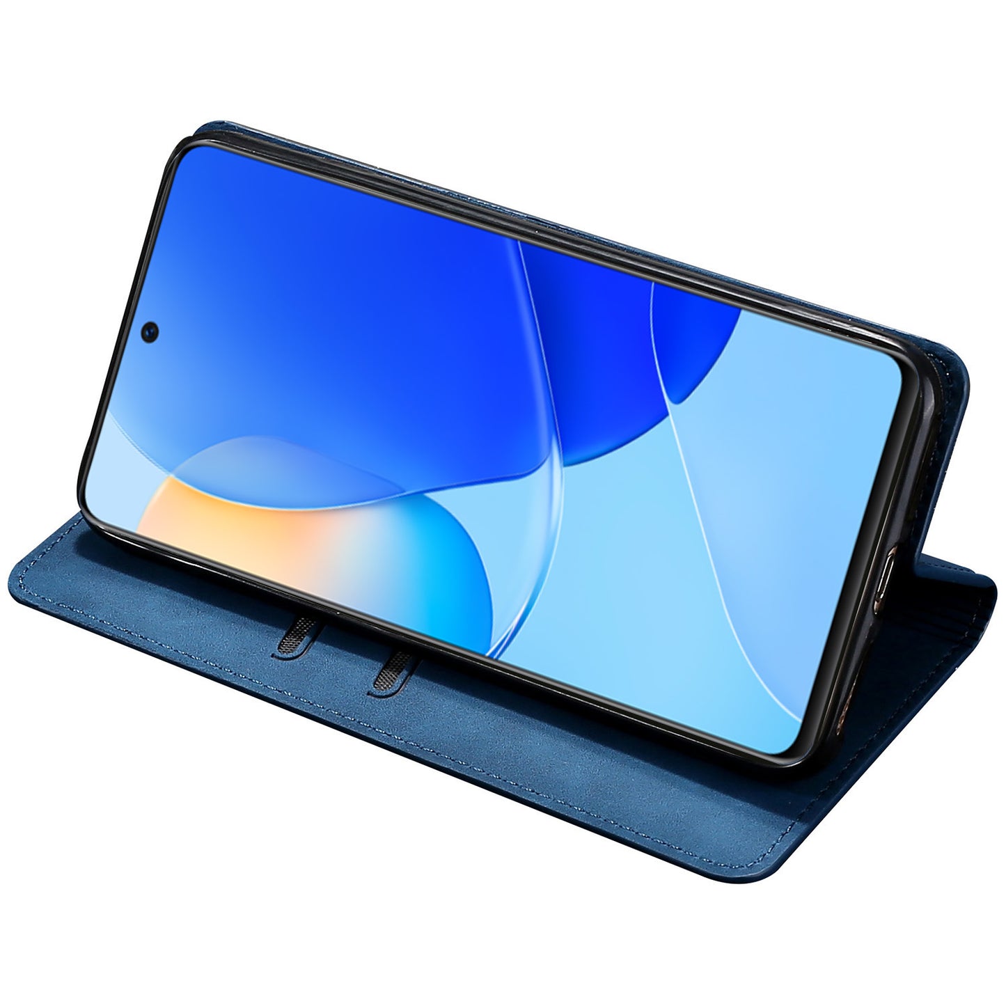 For Huawei nova 12i 4G Anti-Scratch Phone Case Anti-Drop Stand Card Holder PU Leather Phone Cover - Blue