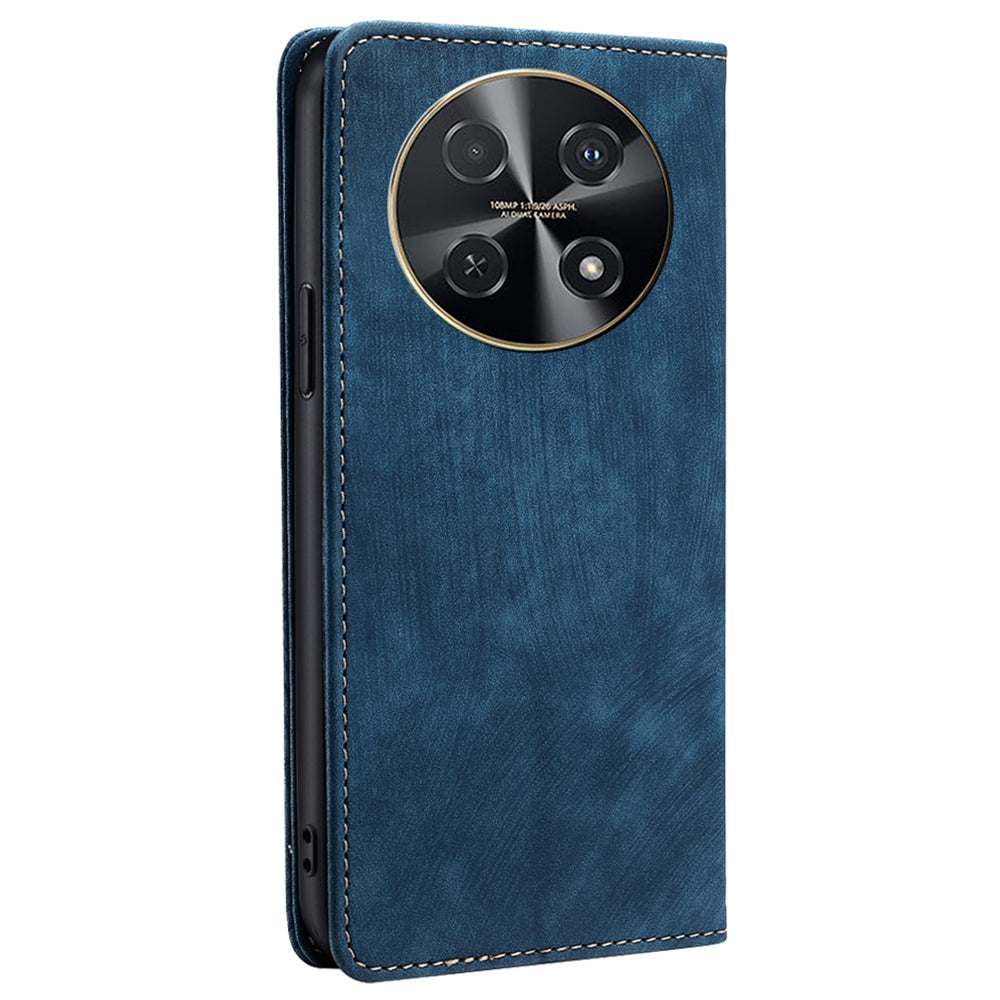For Huawei nova 12i 4G Leather Phone Case RFID Blocking Card Slots Stand Cover - Blue