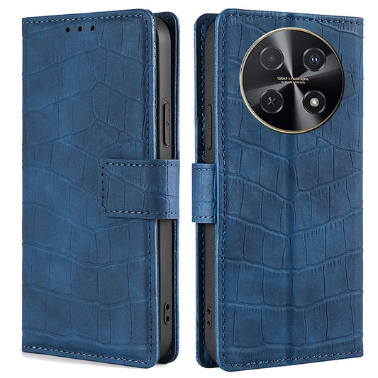 For Huawei nova 12i 4G Fully Wrapped Leather Case Crocodile Texture Magnetic Phone Cover - Blue