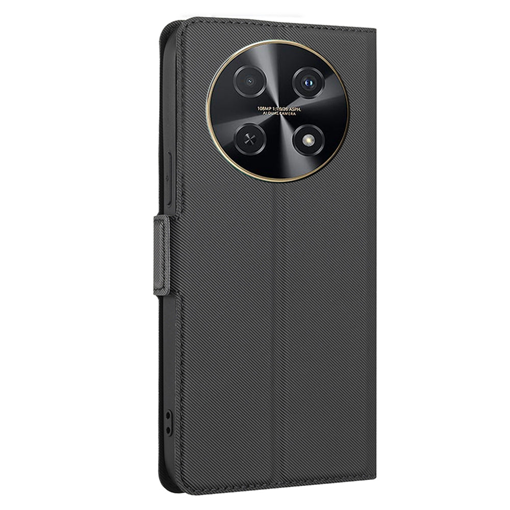 For Huawei nova 12i 4G Twill Texture Case Card Slots Anti-scratch Mobile Phone Leather Cover - Black