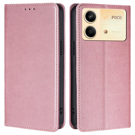 For Xiaomi Redmi Note 13R Pro 5G Phone Case Magnetic Auto-absorbed Leather Wallet Cover - Rose Gold