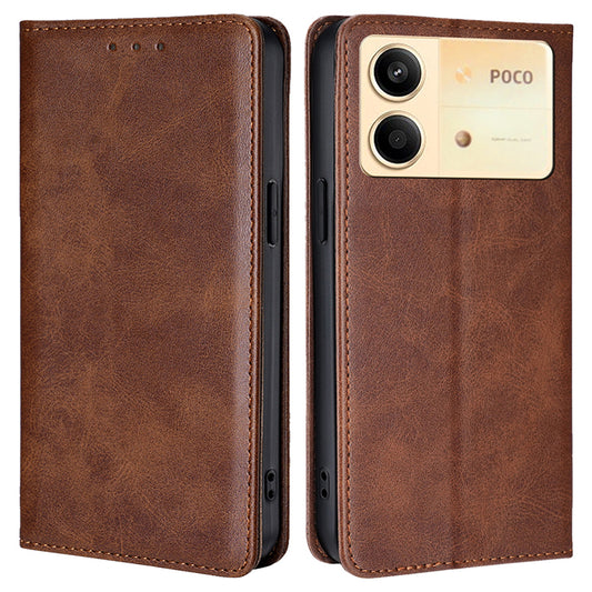 For Xiaomi Redmi Note 13R Pro 5G Phone Case Magnetic Auto-absorbed Leather Wallet Cover - Brown