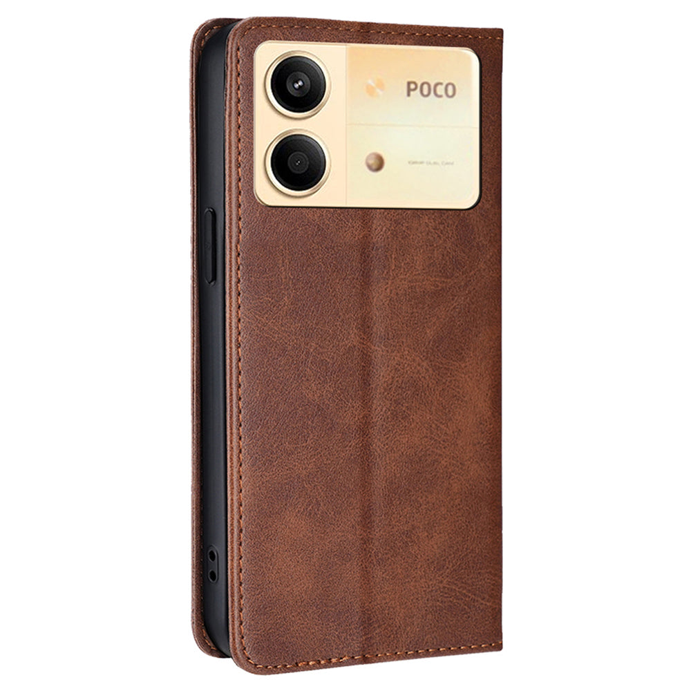 For Xiaomi Redmi Note 13R Pro 5G Phone Case Magnetic Auto-absorbed Leather Wallet Cover - Brown