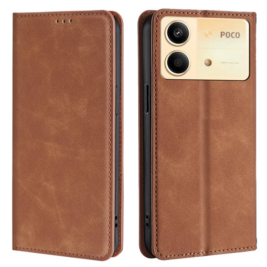 For Xiaomi Redmi Note 13R Pro 5G Case Card Holder Magnetic PU Leather Phone Cover - Light Brown