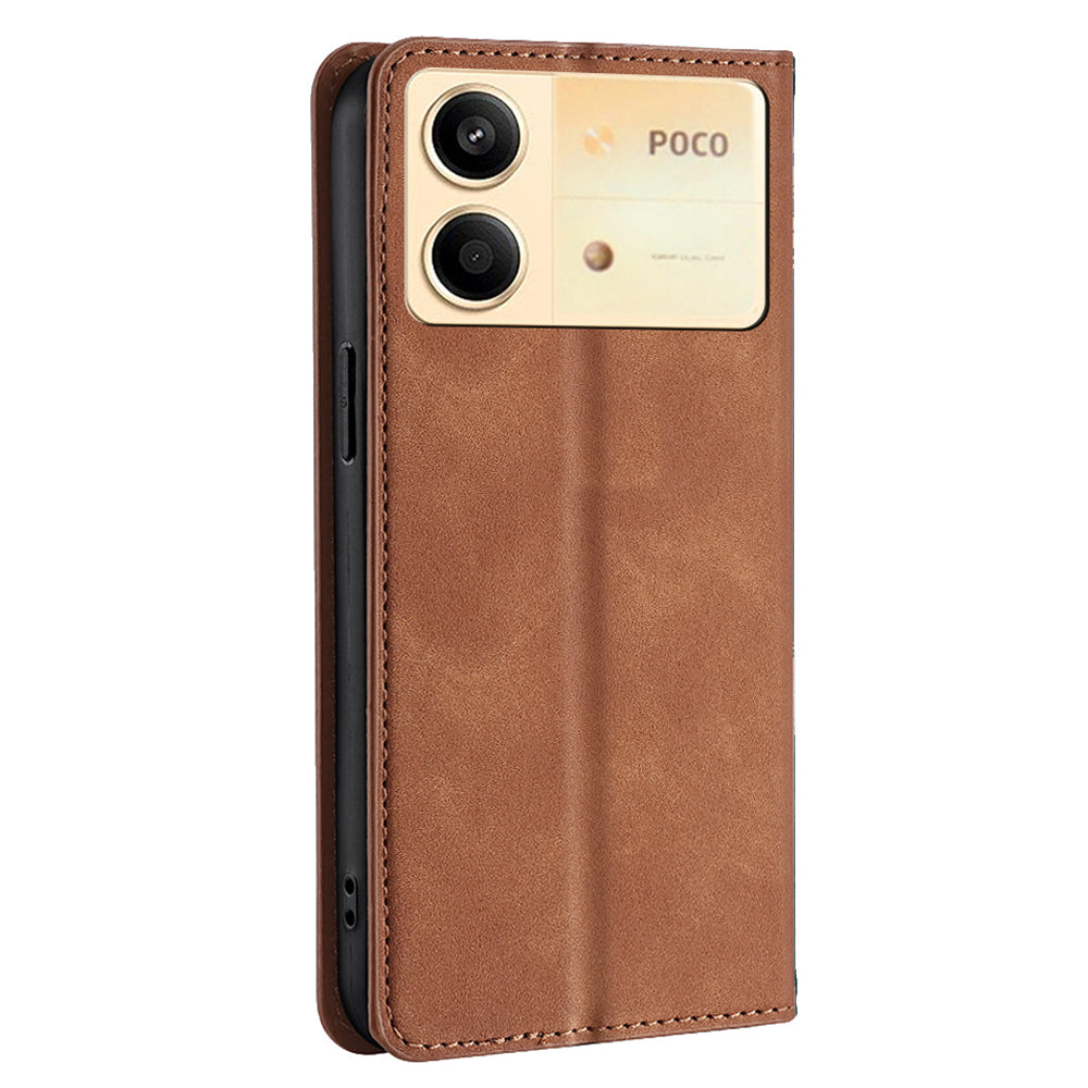 For Xiaomi Redmi Note 13R Pro 5G Case Card Holder Magnetic PU Leather Phone Cover - Light Brown