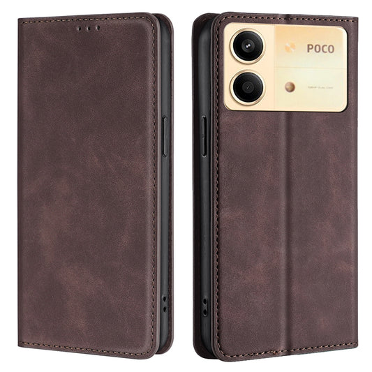 For Xiaomi Redmi Note 13R Pro 5G Case Card Holder Magnetic PU Leather Phone Cover - Dark Brown