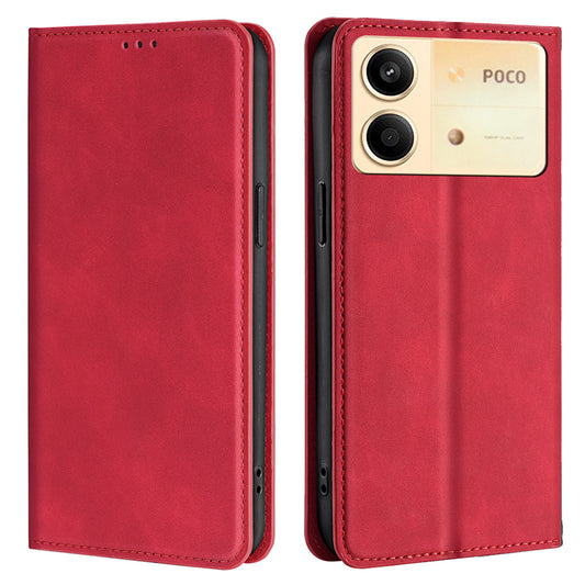 For Xiaomi Redmi Note 13R Pro 5G Case Card Holder Magnetic PU Leather Phone Cover - Red