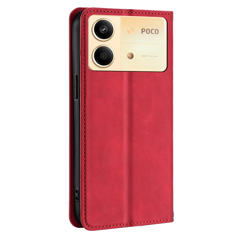 For Xiaomi Redmi Note 13R Pro 5G Case Card Holder Magnetic PU Leather Phone Cover - Red