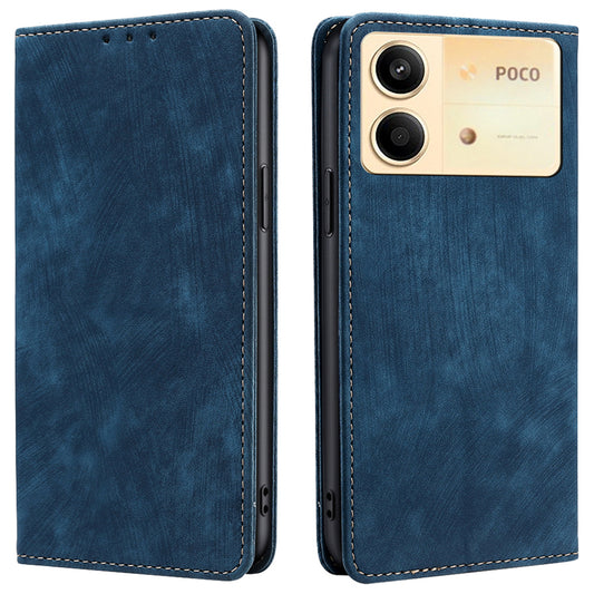 For Xiaomi Redmi Note 13R Pro 5G Leather Case RFID Blocking Phone Wallet Cover - Blue
